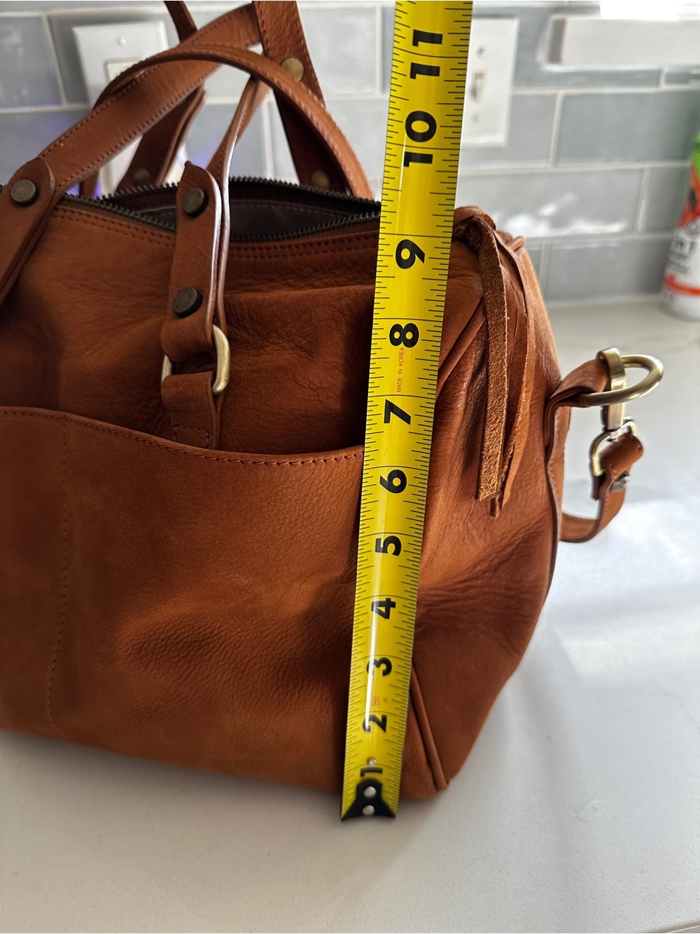 Sundance Leather Satchel in Cognac Brown - Picture 4 of 13